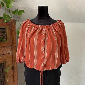Boho Off Shoulder Patterned Top